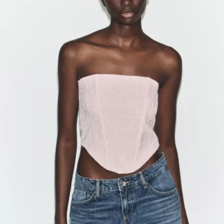 ZARA TEXTURED CORSETRY-INSPIRED TOP