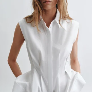 ZARA PLEATED SLEEVELESS SHIRT ZW COLLECTION