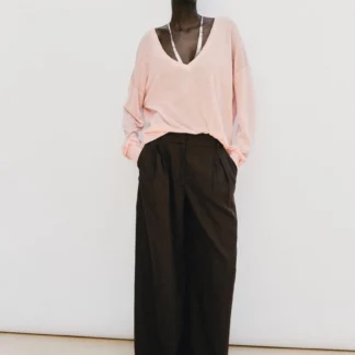 ZARA LINEN BLEND WIDE-LEG TROUSERS