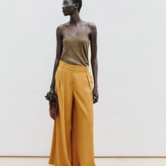 ZARA WIDE-LEG LINEN BLEND TROUSERS