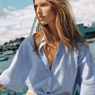 ZARA LINEN BLEND SHIRT WITH KNOT