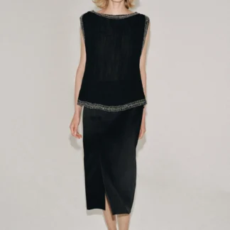 ZARA ZW COLLECTION JACQUARD BEADED TOP