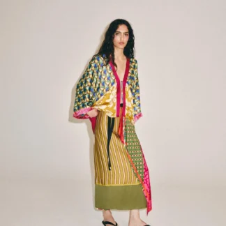 ZARA FLORAL AND STRIPE PRINT SARONG SCARF