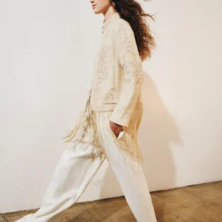 ZARA ZW COLLECTION FRINGED EMBROIDERED JACKET