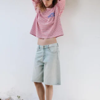 ZARA TRF MID-WAIST BAGGY DENIM BERMUDA SHORTS