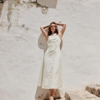 ZARA MIDI DRESS WITH CUTWORK EMBROIDERY