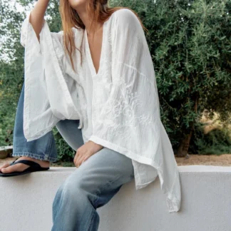 ZARA ZW COLLECTION EMBROIDERED CAPE BLOUSE