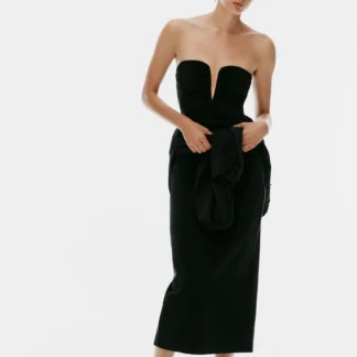 ZARA MIDI DRESS WITH CUT-OUT AND RUCHING