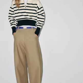 ZARA STRIPED KNIT ZIP-UP JUMPER