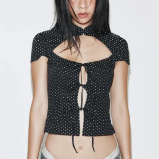 ZARA POPLIN SHIRT WITH TIES AND DOTS