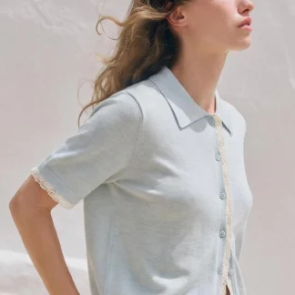 ZARA SHORT SLEEVE LACE TRIM CARDIGAN