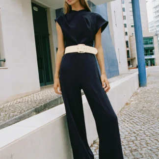 ZARA ASYMMETRIC SLEEVE JUMPSUIT WITH BELT