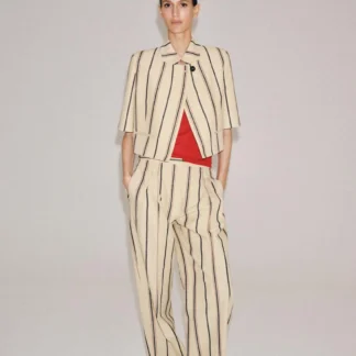 ZARA ZW COLLECTION STRIPED PLEATED TROUSERS