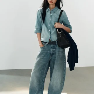 ZARA TRF FITTED DENIM SHIRT