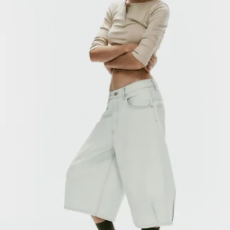 ZARA MID-WAIST BALLOON DENIM JORTS