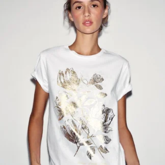 ZARA METALLIC SHORT SLEEVE T-SHIRT