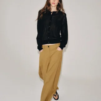 ZARA ZW COLLECTION HERRINGBONE TAPERED TROUSERS