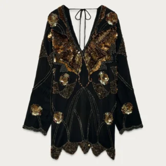 ZARA EMBROIDERED SEQUIN DRESS MARISA BERENSON X ZARA