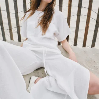 ZARA ZW COLLECTION 100% LINEN TOP WITH DRAWSTRINGS
