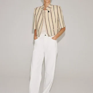 ZARA ZW COLLECTION CROPPED STRIPED BLAZER