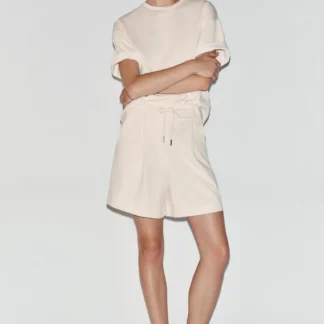 ZARA PLEATED HEAVY COTTON BERMUDA SHORTS