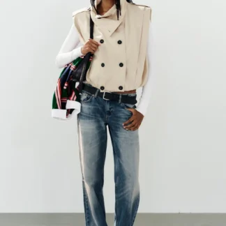 ZARA PLEATED BUTTON WAISTCOAT