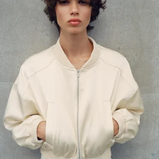 ZARA SATIN CROPPED BOMBER JACKET