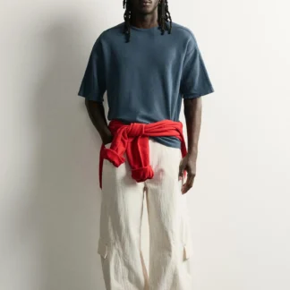 ZARA ウォッシュ加工プリントニットTシャツ