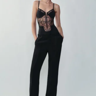 ZARA LACE-TRIMMED BODYSUIT