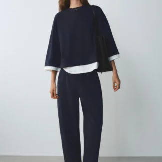 ZARA CONTRAST LONG SLEEVE SWEATSHIRT