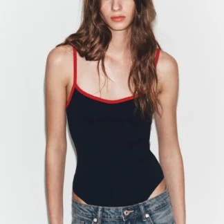 ZARA BODYSUIT WITH CONTRAST PIPING