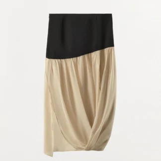 ZARA CONTRAST DRAPED MIDI SKIRT