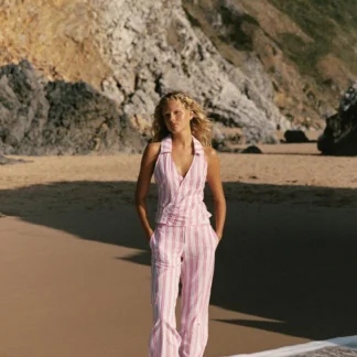 ZARA STRIPED RUCHED TROUSERS