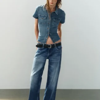 ZARA TRF DENIM SHIRT WITH POCKETS