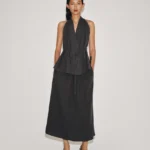 ZARA ZW COLLECTION LINEN BLEND WRAP TOP