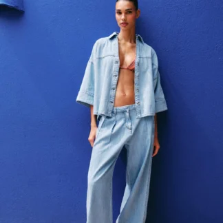 ZARA Z1975 WIDE-LEG HIGH-WAIST JEANS WITH PLEATS