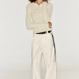 ZARA BUTTONED HENLEY T-SHIRT
