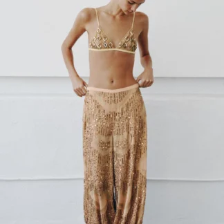 ZARA BEADED AND SEQUINNED SAROUEL TROUSERS