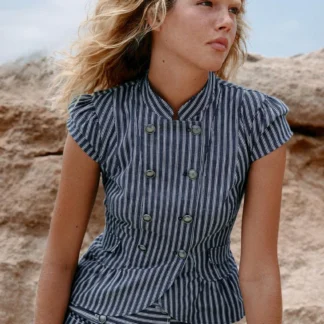ZARA STRIPED BUTTON-UP TOP