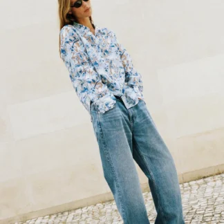 ZARA CONTRAST FLORAL PRINT SHIRT