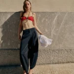 ZARA POPLIN BARREL TROUSERS