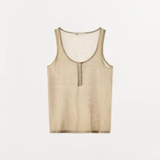 ZARA KNIT HENLEY TOP