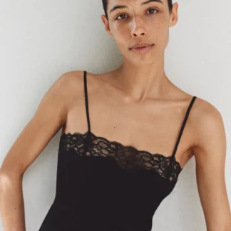 ZARA RIBBED LACE TOP