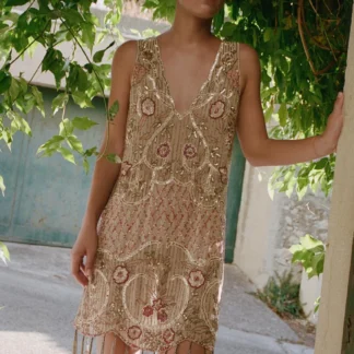 ZARA LIMITED EDITION BEADED SEQUINNED FRINGED DRESS