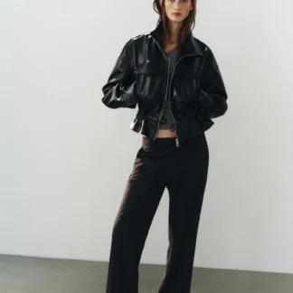 ZARA ADJUSTABLE WAIST LEATHER EFFECT JACKET