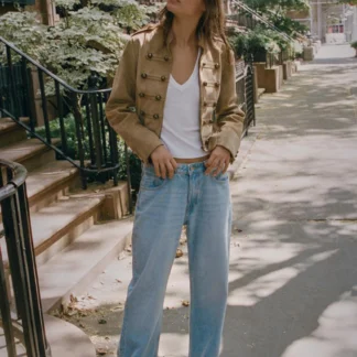 ZARA FAUX SUEDE JACKET WITH FROG FASTENING