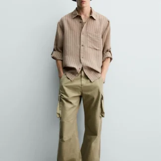 ZARA STRIPED SHIRT WITH SLEEVE TABS