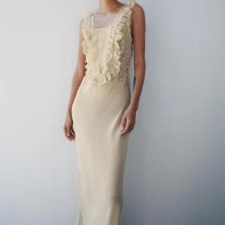 ZARA LONG DRAPED LACE DRESS