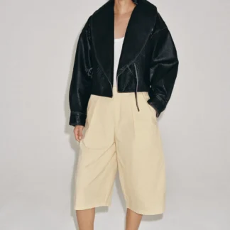ZARA ZW COLLECTION 100% LEATHER BUCKLE JACKET
