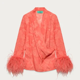 ZARA MARISA BERENSON X ZARA FEATHER WRAP SHIRT